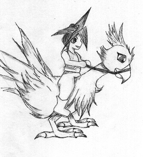 Chibi Cloud On A Chocobo
