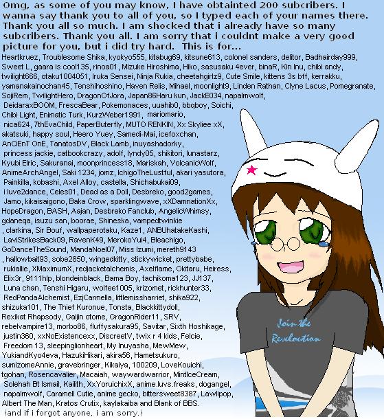 Thank you to all my subbers.