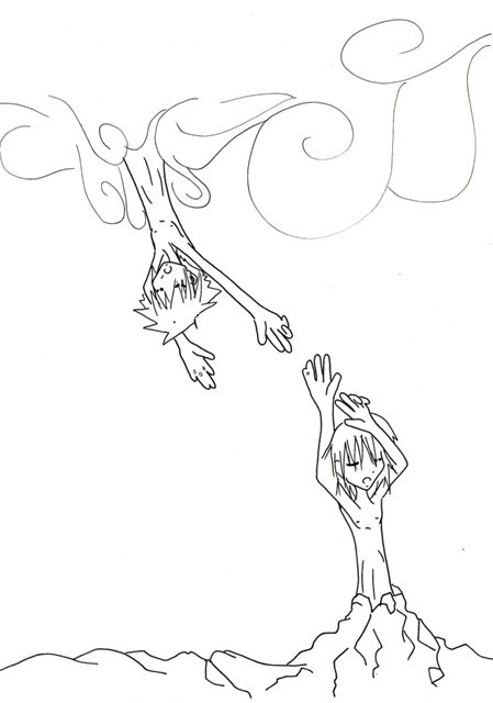 Sora and Riku - Earth and Sky Lineart