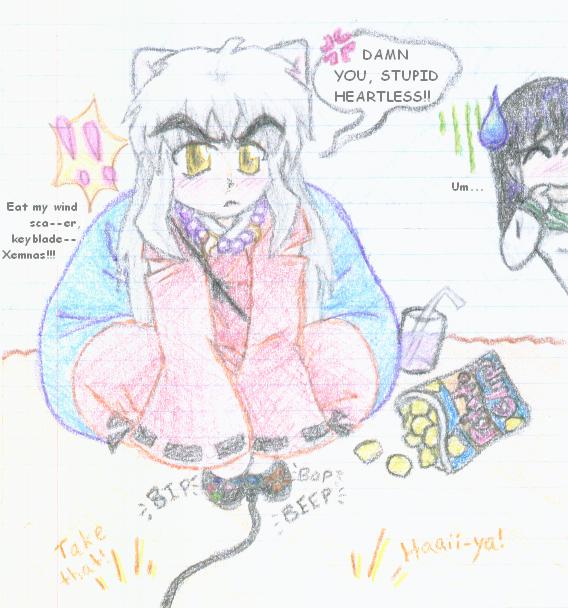 Inuyasha Playing Kingdom Hearts