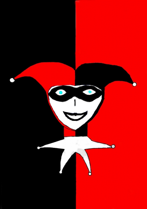 Harley Quinn card coloured