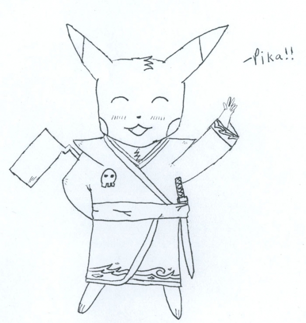 Pikachu Kimono Line Art