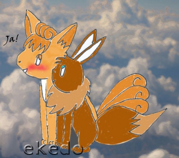 Eevee Hugs Vulpix!