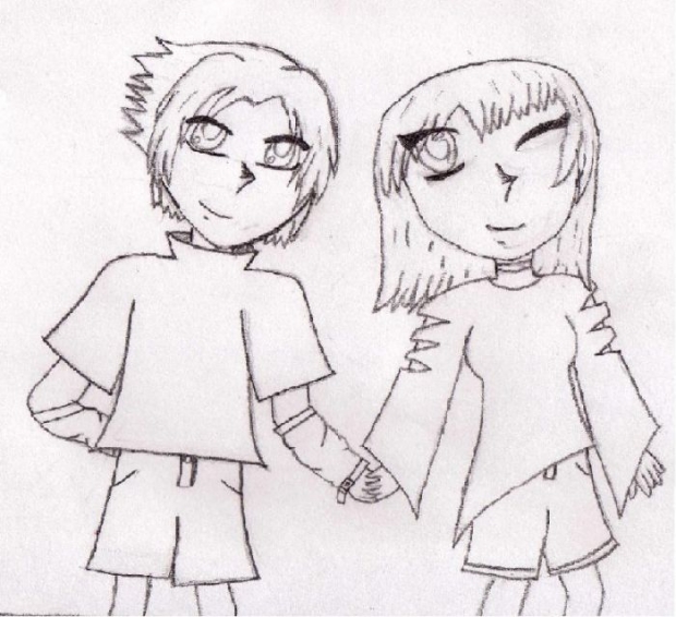 Sasuke & Hanaru Pencil Lineart
