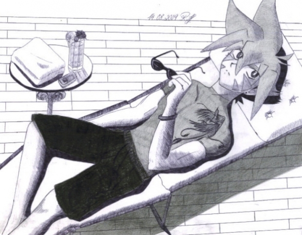 Kai bathing in the sun