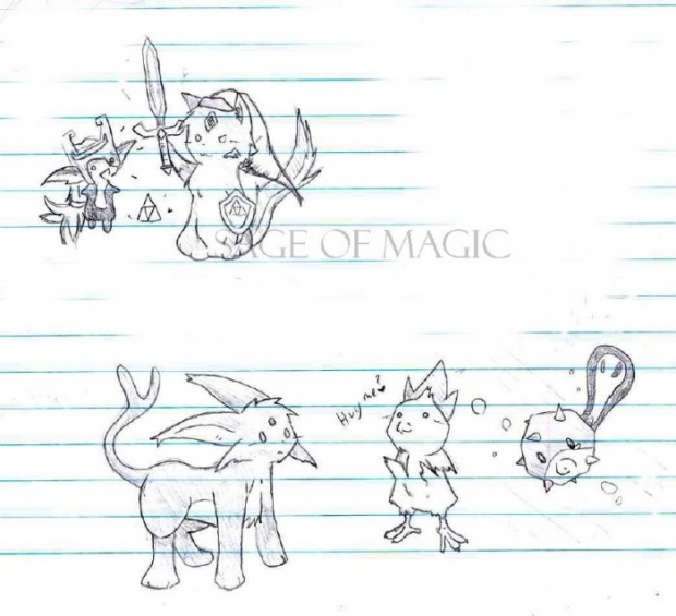Chibi Link And Pokemon