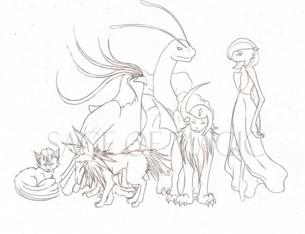 Pokemon Team Lineart