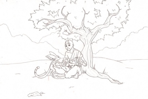 Aang and Momo Linework SS