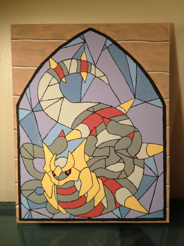 Giratina stained glass painting