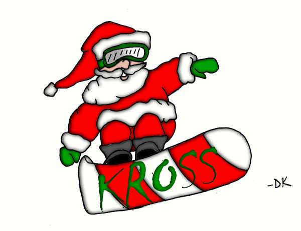 Snowboarding Santa