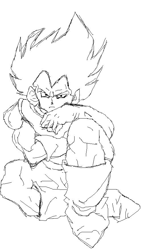 Vegeta Sketch In Paint With Mouse