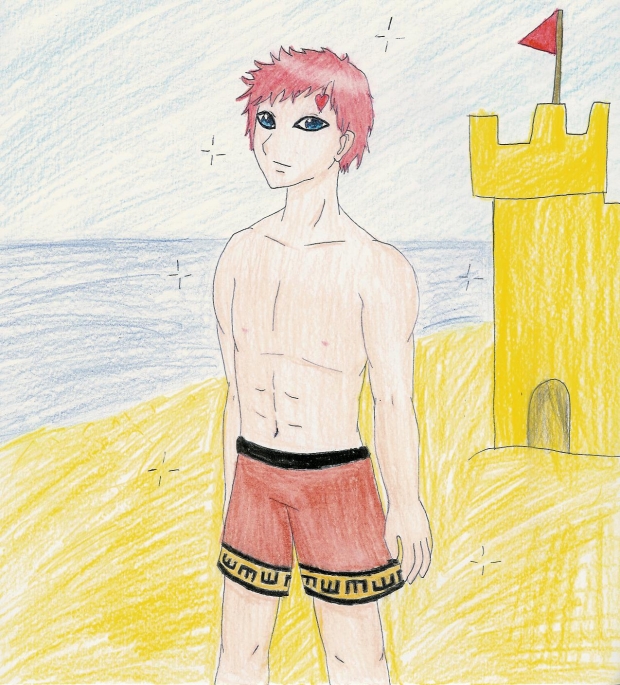 Gaara at the beach... *nosebleed*