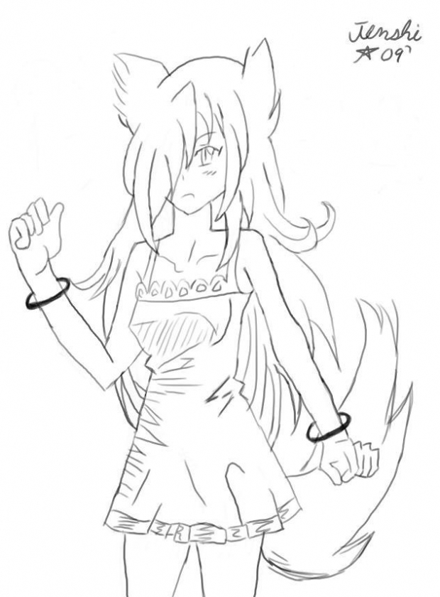 Fenrir in dress lineart OC