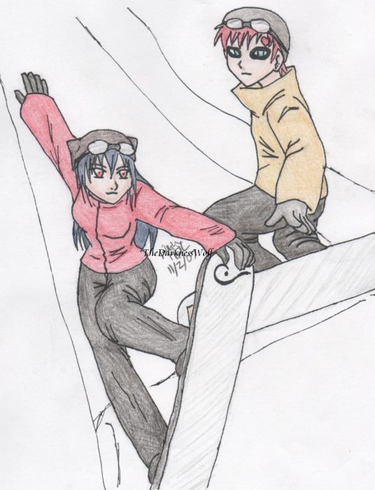 Athena And Gaara Snowboarding