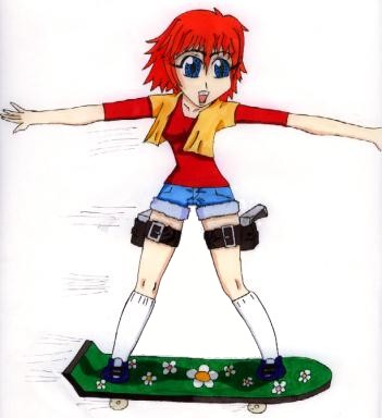 Felicity On A Skateboard