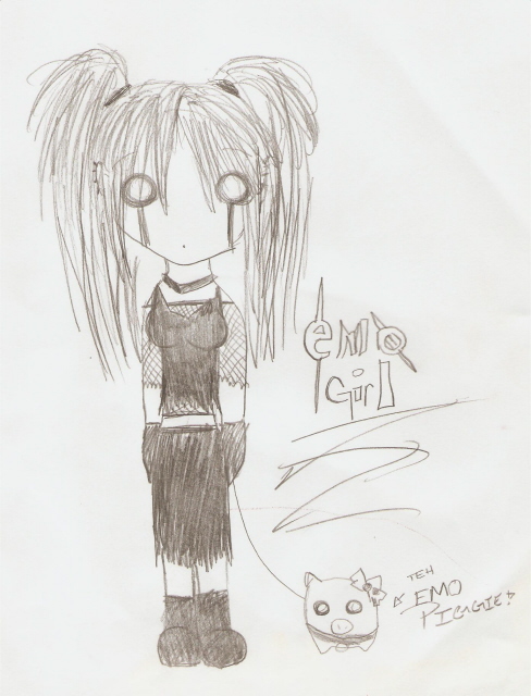 Emo Girl And Her Emo Piggy! :d