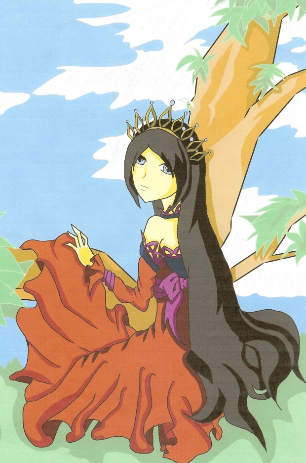 girl sitting by a tree