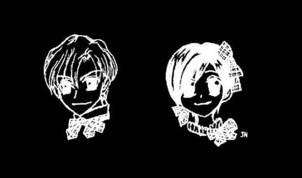 Tamaki And Haruhi (black And White)