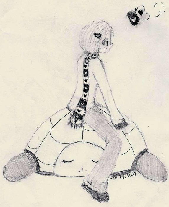 Girl Sitting On Turtle
