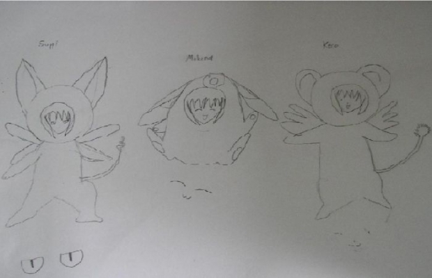 Sakura  As Kero,suppi,and Mokona