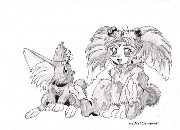 Ryo Ohki And Sasami Shaded