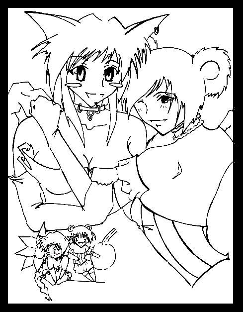 Mew Lilac And Mew Cherry (line Art)