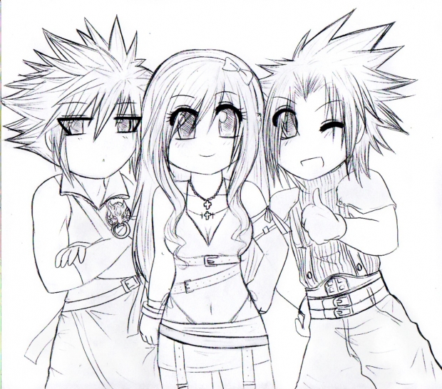 Cloud, Ayumi and Zack
