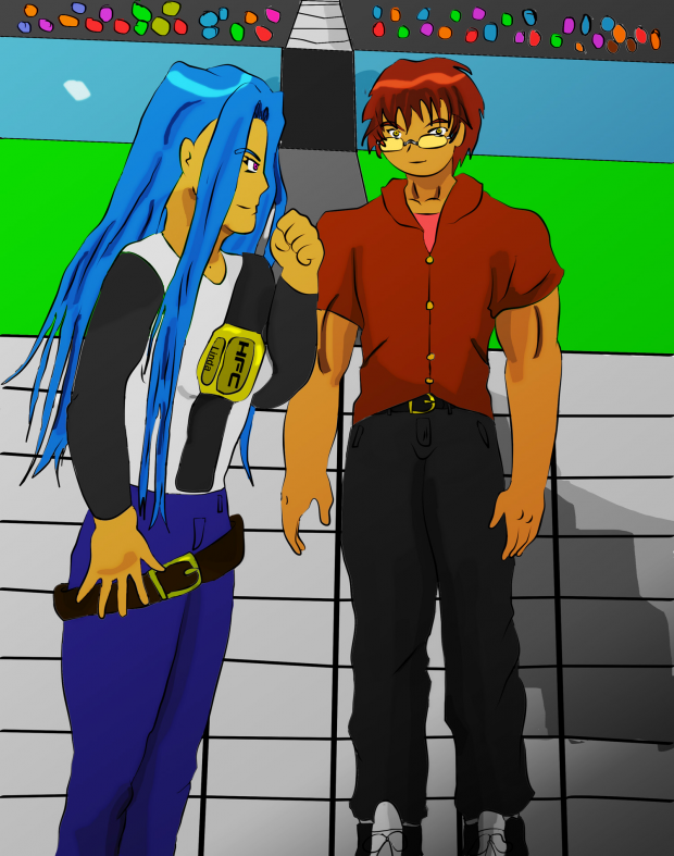 Linda & Jeremias smirk staredown