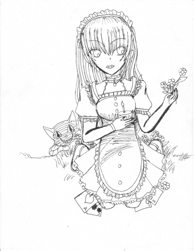 alice~line art~for my collab with zero guardian