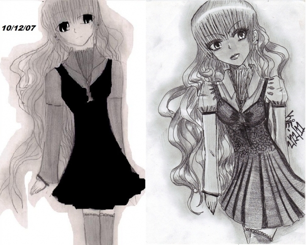 before and after:ominous goth loli