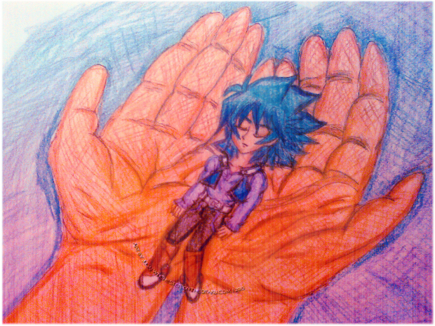 Hands Holding a Sleeping Johan