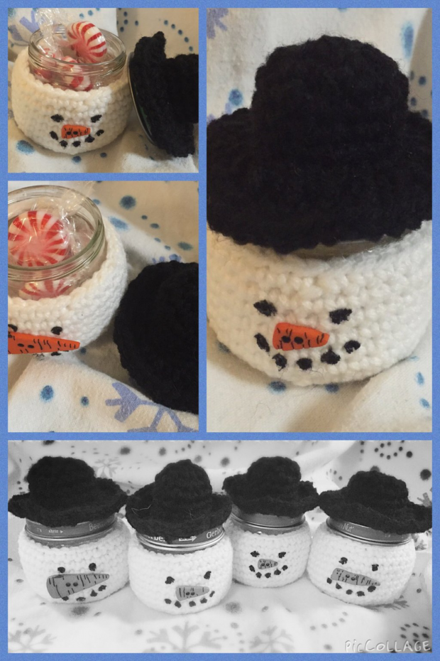 Crochet Snowman Jar