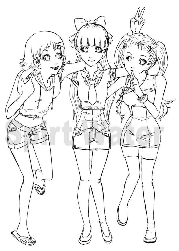 PowerPuff girls line art