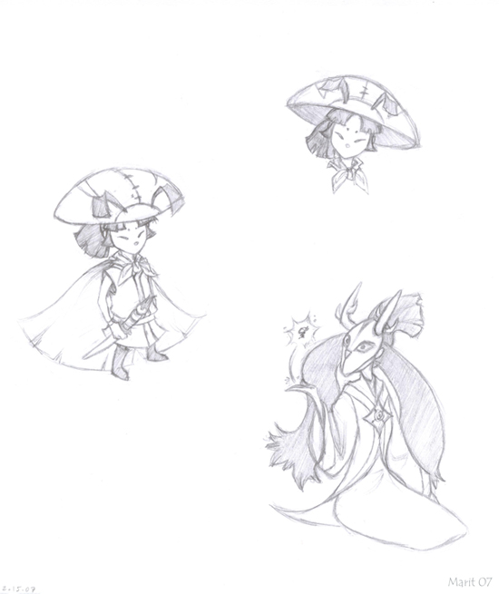 Issun And Kai Sketches