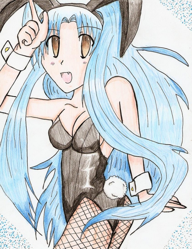 Bunny girl with blue hair