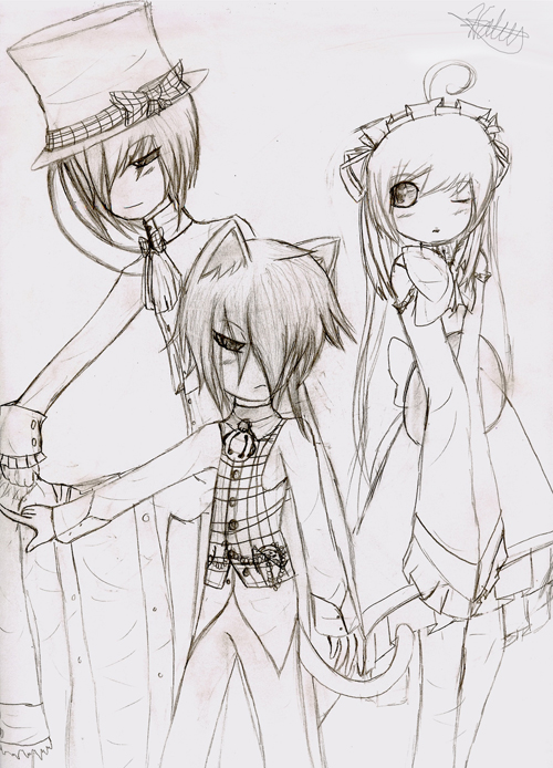 Servant, Maid, and Boy Sketch