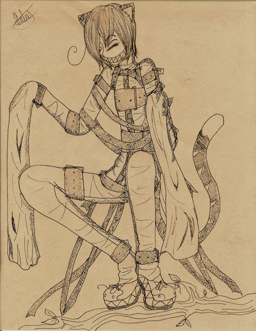 Cheshire Cat Ink Drawing