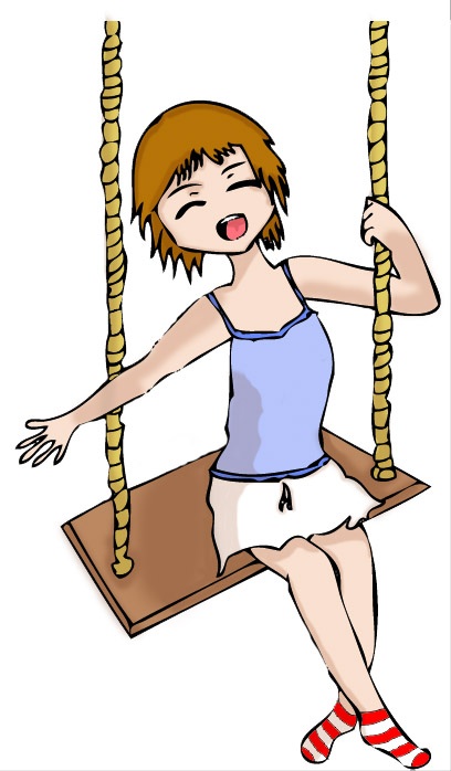 Girl On Swing-coloured