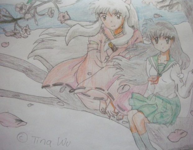 Kagome And Inuyasha Cherry Blossom