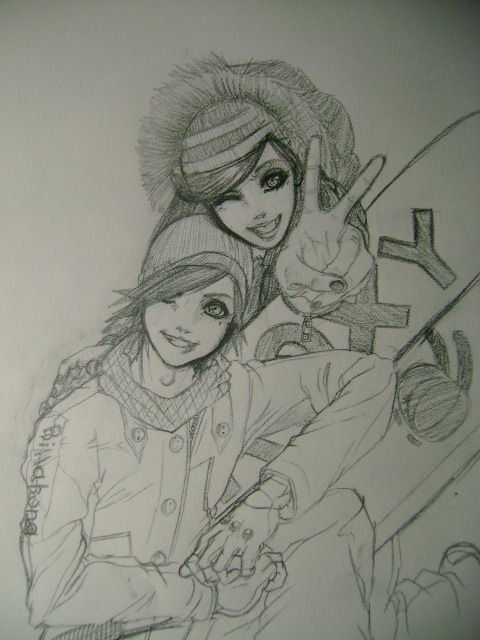 Sora And Kairi Snowboarding