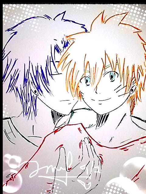 Colourful Sketch of SASUNARU