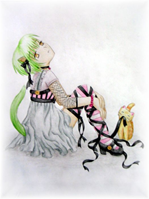 Neko Girl With Her Kitty