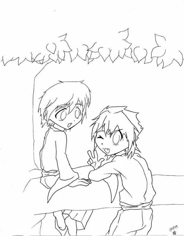 Shiro and Inari- Lineart- WIP