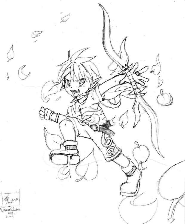 Sketch- "DemonBlades and Wind"
