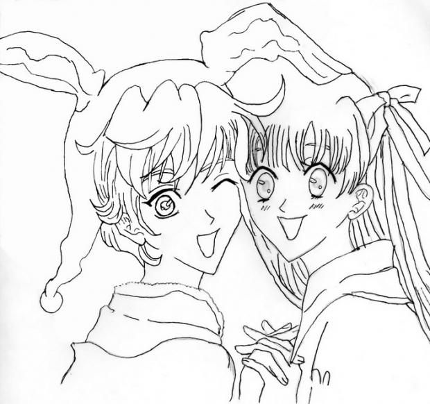 Tohru And Momiji (black&white)