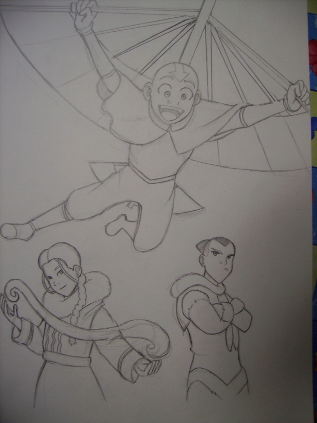 Aang, Katara and Soka