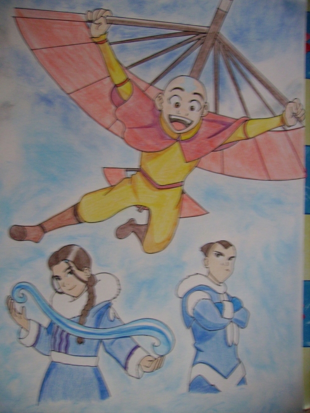 Aang, Katara and Soka (colored)