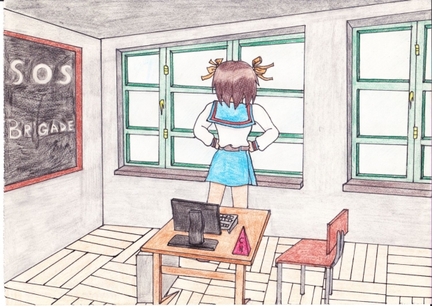 Haruhi at window
