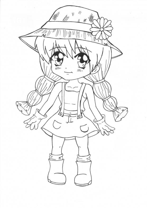 Farmer girl line art