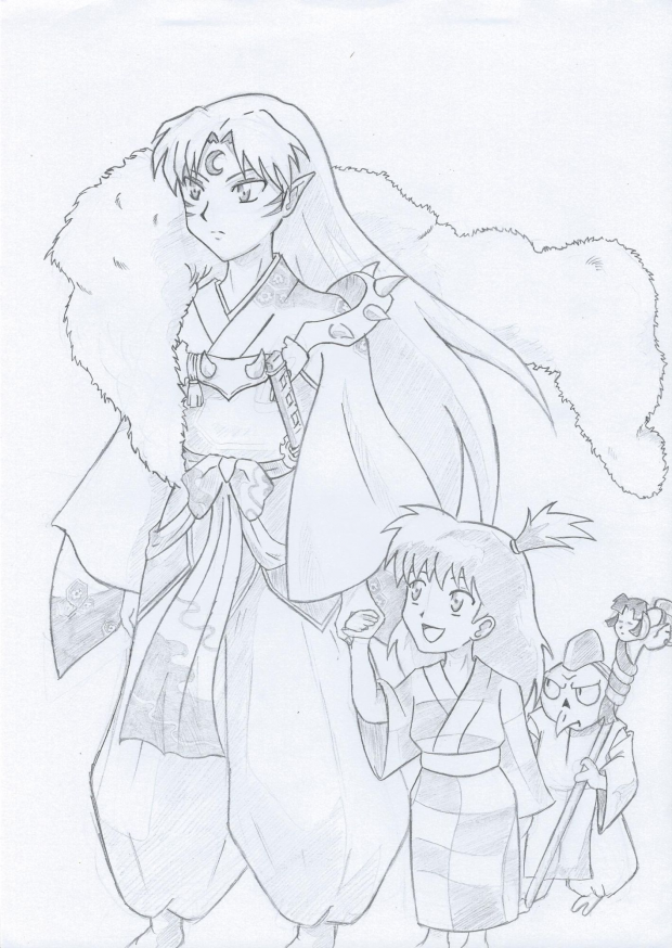 Sesshomaru, Rin and Jaken (sketch)